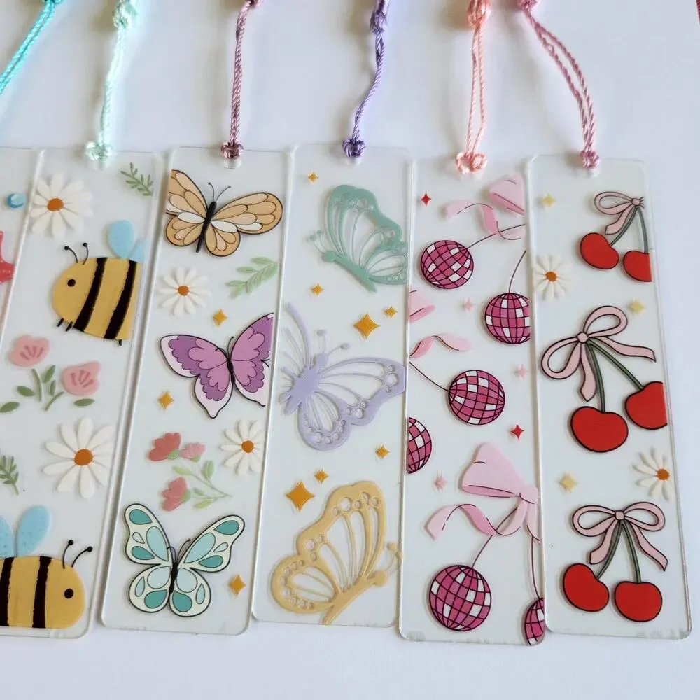 Daisy Flowers Strawberries Berry Bookmark Clear Acrylic Coquette Bookish Gift